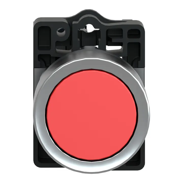 Schneider XA2EA42 Harmony | Round red push-button Ø 22, flush spring return, 1NC