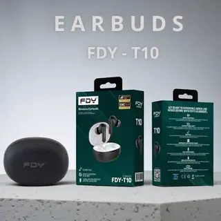BLUETOUTH FDY T10 BLACK EARBUDS, سماعات أذن بلوتوث سوداء FDY T10