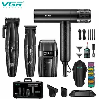 مجموعة قص الشعر الاحترافية 4 في 1 VGR V-640 S4 Pro - لون اسود