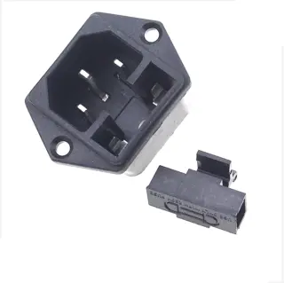 AC Power Socket 3 Pin Male Plug Connector 10A 250V With Fuse Compartment