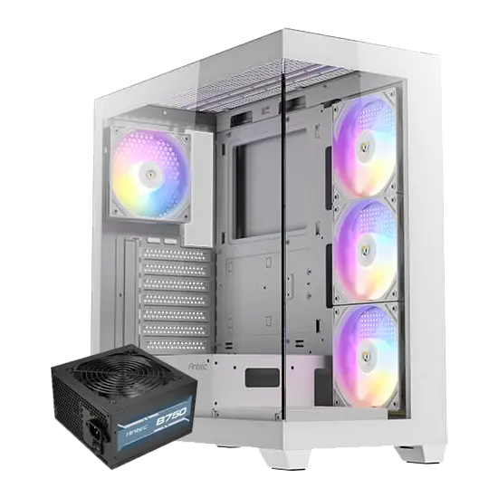 Antec CX300 ARGB + Atom B750 750W 80+ Bronze Mid Tower Gaming Case, White