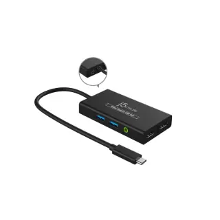 j5create Video Capture With HUB Type-C To (HDMI-4K*2+USB3.0*2+3.5mm Audio Jack) JVA01