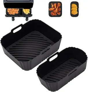 2Pcs Silicone Air Fryer Liners for Tefal Easy Fry 5.2L/3.1L, Dual Drawer Air