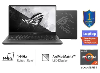 لاب توب اسوس روج زاجروس GA401QE-HZ104T، بمعالج Ryzen 7، من النوع AMD-5800HS، رام 16 جيجابايت، 512 جيجابايت SSD هارد، نفيديا جي فورس RTX 3050 Ti 4GB، شاشة 14 بوصة FHD، ويندوز، رمادي