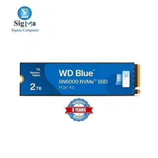 WD Blue SN5000 (WDS200T4B0E-00CNZ0), 2TB NVMe SSD, PCIe Gen4 x4, 5150MB/s Read, 4850MB/s Write, 900TBW