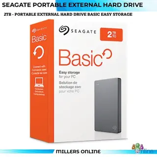 Seagate Basic 2TB Portable External Hard Drive USB 3.0 HDD 2000GB, Silver HDD