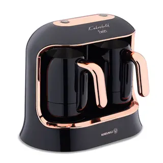 Korkmaz Twin Kahvekolik Coffee Machine Deluxe Black/Rosegold