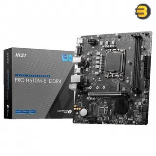 MSI PRO H610M-E DDR4 Motherboard, Micro-ATX - Supports Intel 12th Gen Core Processors, LGA 1700-2 x DIMMs (3200MHz), 1x PCIe 4.0 x16 Slot, 1 x M.2 Gen3, USB 3.2 Gen1, 1G LAN, HDMI 1.4 & VGA -