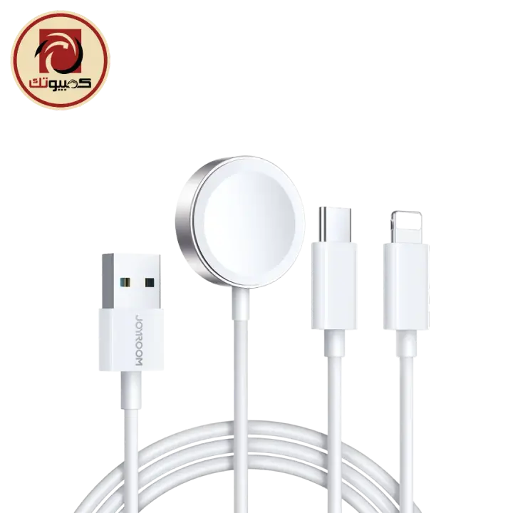 JOYROOM S-IW008 3-in-1 iP Watch Magnetic Charger + Lightning + Type-C Cable (USB-A) 1.2m, White