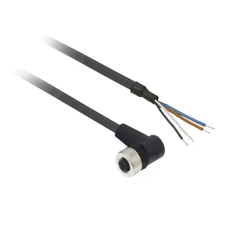 XZCP1241L2 | Pre wired connectors XZ, elbowed female, M12, 4 pins, cable PUR 2 m
