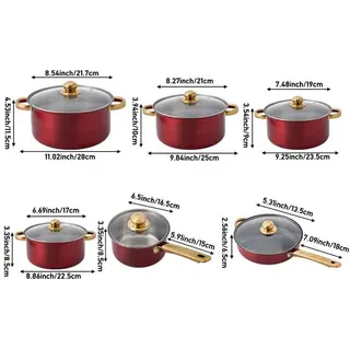 12‑Piece Stainless Steel Cookware Set Induction Non Stick Cooking Pot Pan w/ Lid