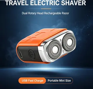 Mini Portable Electric Shaver, Dual‑Head Rechargeable Travel Razor for Men