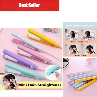Mini Ceramic Hair Straightener Curling Iron 2-in-1 Thermostatic Flat Iron Travel