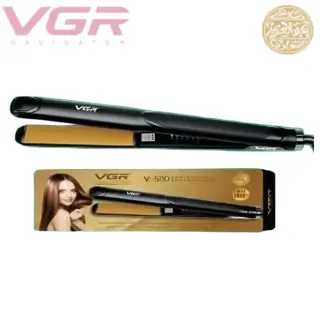 مكواة فرد الشعر الاحترافية VGR-500 - سيراميك مقاوم للحرارة حتى 1080 درجة ، 5 إعدادات رقمية، مكواة فرد التجعيد، تقنية الحرارة الموحدة، أسود