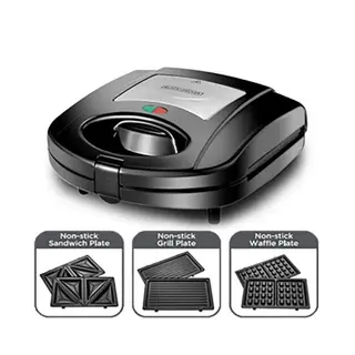 Black and Decker Sandwich Maker 3-in-1 TS2130-780W, Toast, Grill & Waffle with Non-Stick Plates