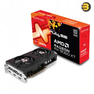 Sapphire PULSE AMD Radeon RX 9060 XT 8GB GDDR6 Graphics Card, 3290 MHz Boost Clock, 2700 MHz Game Clock, 2048 Stream Processors, 128-bit Memory, PCIe 5.0 x16, Dual Fans, 2x HDMI, 1x DisplayPort 2.1a, 170W TDP - PULSE AMD Radeon™ RX 9060 XT 8GB GPU