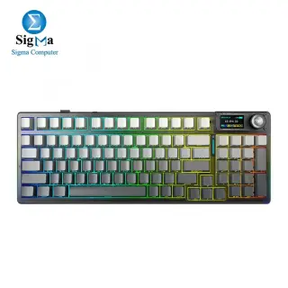 AULA F98 Pro V3 Mechanical Caramel Latte Switch - RGB Backlight - 96% - Tri-Mode (BT/2.4G/USB-C) - Hot Swappable - TFT Screen - GRADIENT Grey-3404