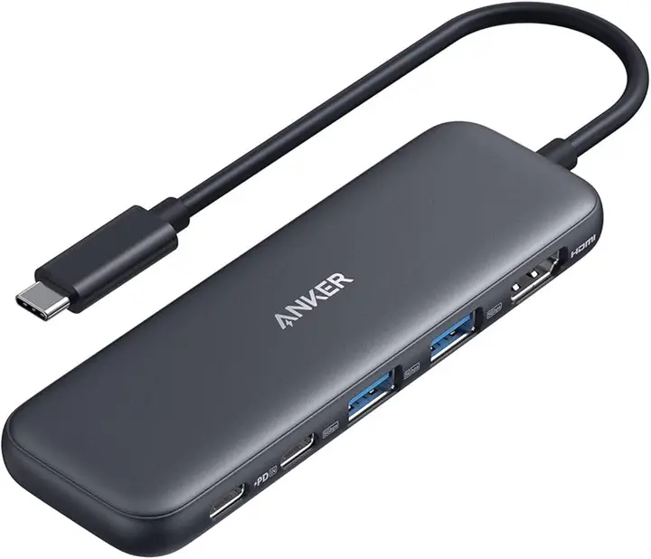 CABLE ANKER 332 USB C HUB 5X1 BLACK A8355H11, كابل أنكر 332 موزع USB C 5X1 أسود A8355H11