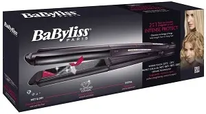 Babyliss 2 in 1 Wet and Dry Hair Curler & Straightener, Black, ST330E