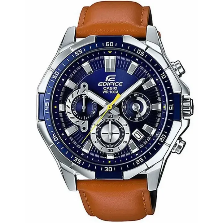 ساعة كاسيو Edifice EFR-554L-2AV هاي كوبي للرجال بمينا أزرق وسوار بني