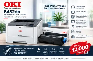 Printer OKI B432dn & Black Ultra-high capacity print cartridge, 45807111