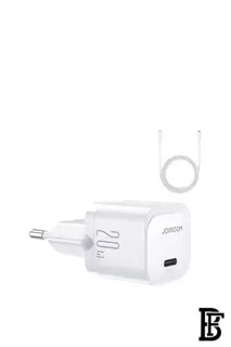 Joyroom JR-TCF02 PD 20W mini Charger-White -EU-+C-to L Cable 1m