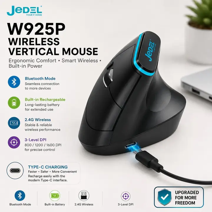 ماوس جي ديل W925P العمودي اللاسلكي القابل للشحن