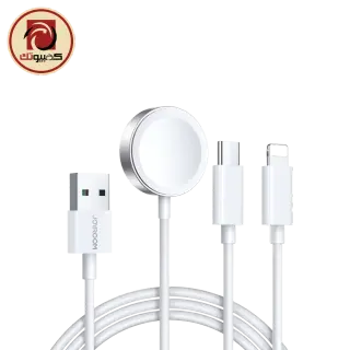 JOYROOM S-IW008 3-in-1 iP Watch Magnetic Charger + Lightning + Type-C Cable (USB-A) 1.2m, White
