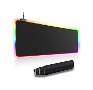 80 x 30 CM Multicolor LED Luminous Gaming Mouse Pad RGB Oversized Glowing Keyboard Mat, black