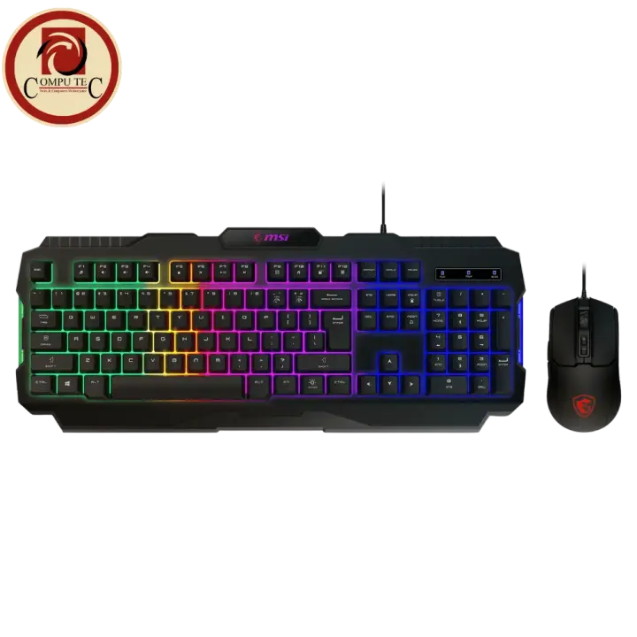 MSI GK100 COMBO Gaming Keyboard & Mouse Set RGB 6400 DPI Membrane Switches.