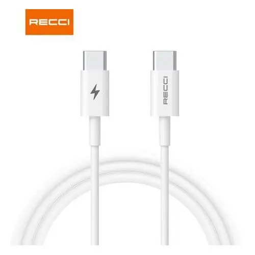 CABLE RECCI SHARK 60W TYPE C TO TYPE C WHITE P05CC, كابل ريكي شارك 60 واط تايب سي إلى تايب سي أبيض P05CC