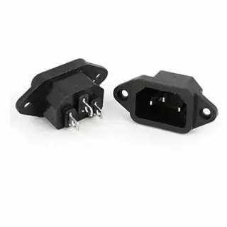 AC Power Socket Panel Mount IEC Plug Male, 10A, 250 Vac Connector