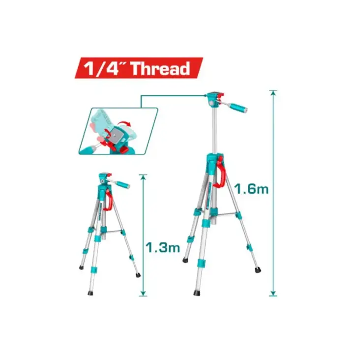 1.5m Aluminum Tripod for Laser Levels, 1/4-Inch Thread TLLT01581 حامل ميزان ليزر