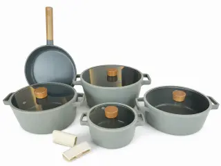 طقم حلل 11 قطعة مضلع XL, رصاصى, Neoflam