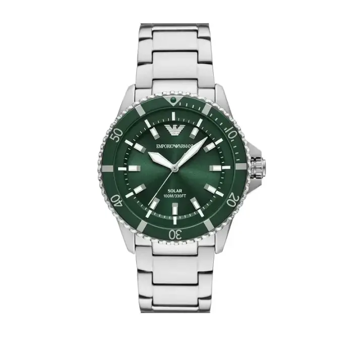 ساعة Emporio Armani World Explorer AR11698 رجالي Solar أخضر فضي, 42 مم