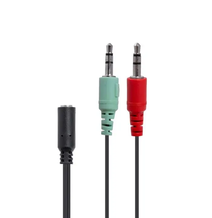 2B (CV498) Converter audio from smart phone 3.5 mm socket Female to two socket PC (Mic + Headphone) Male