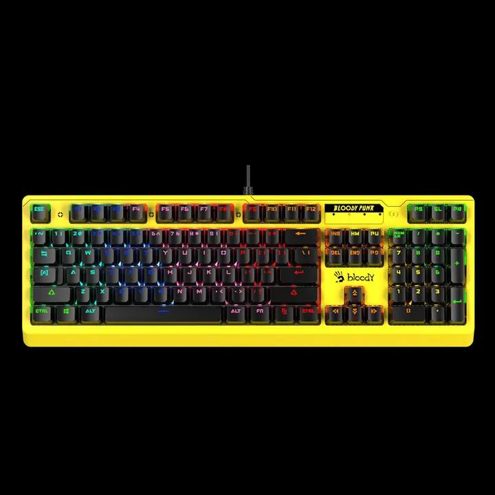 Bloody B810RC Punk Yellow LIGHT STRIKE RGB ANIMATION GAMING Keyboard