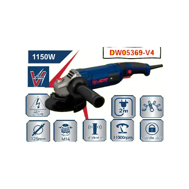 صاروخ قطعيه يد طويلة اي بي تي 1150 وات 5 بوصه سرعات APT DW05369-V4