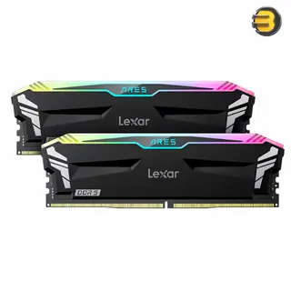Lexar 32GB (2x16GB) ARES RGB DDR5 RAM 6400MT/s CL32 Desktop Memory - AMD Expo and Intel XMP 3.0, Black - LD5BU016G-R6000GDLA