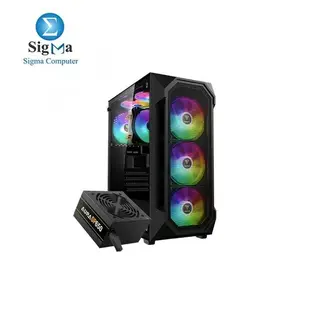 GAMDIAS AURA GC1 ELITE ARGB MESH ARGB MID-TOWER CASE ( 4FANS Fixed RGB ) With AURA GP650 PSU