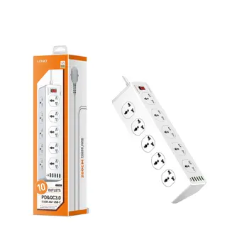 LDNIO SC10610 2500W 10 SOCKETS with 5 USB Ports and 1 TYPE-C PD PORT, DESKTOP EXTENSION HOME CHARGER with 2M EU POWER CORD