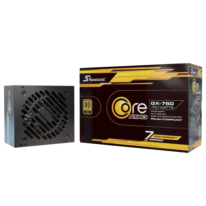 SEASONIC Core GX-750 750W PCIe 5.1 ATX3.1 80+Gold Cybenetics Platinum Fully Modular Braided Cables Power Supply