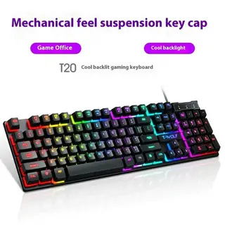 T-WOLF T20 USB Wired Gaming Keyboard with Colorful Backlit Ergonomic Mechanical
