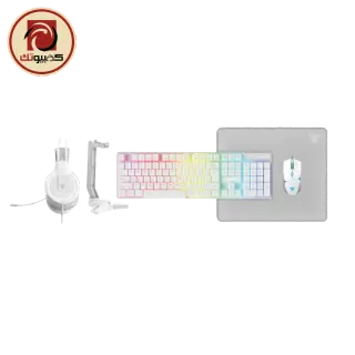 Fantech P51 5-in-1 Gaming Power Bundle, Gaming Keyboard, Gaming Mouse, Headset, Mouse Pad & Headset Stand white