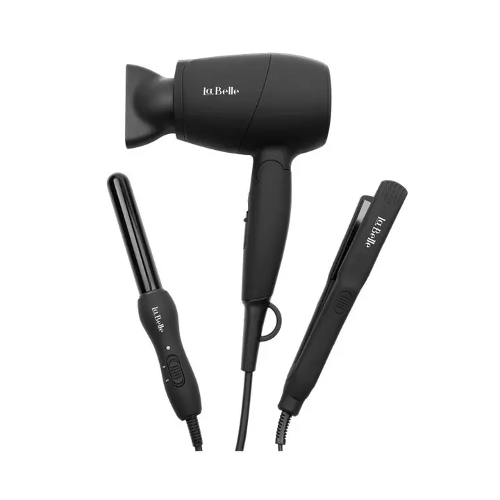Labelle Mini Set Collection Brush 3 Essential Devices in one Stylish - 1000 Watt - Black - LB006 2700