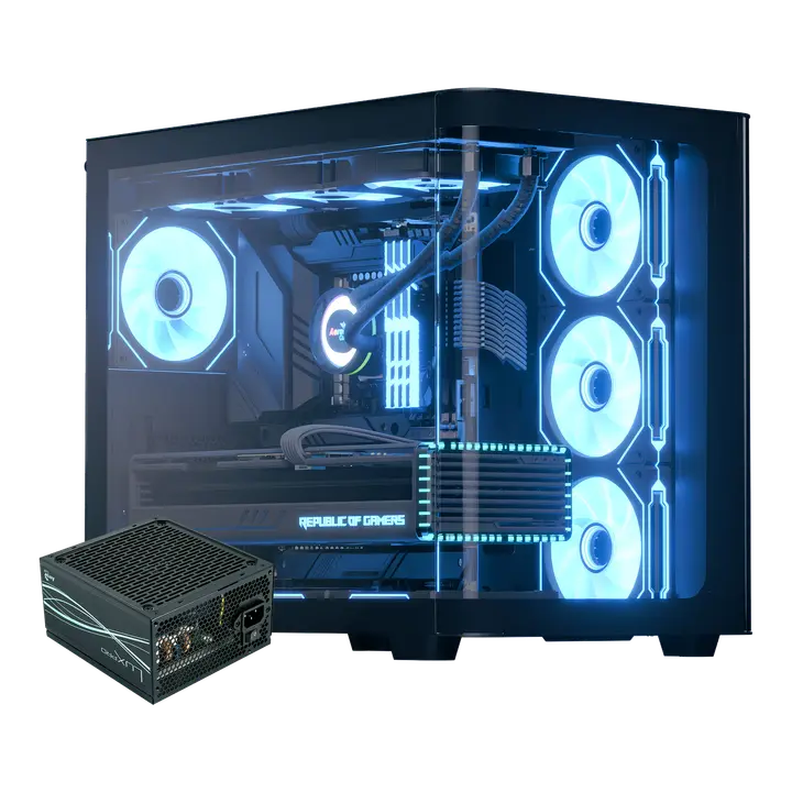 AEROCOOL P500C-G-BK-v1 Mid-Tower Case with 4xARGB Fans, Black + AEROCOOL LUX 750W 80+ Bronze (Dedicated) Extra Fans (7 Fans)