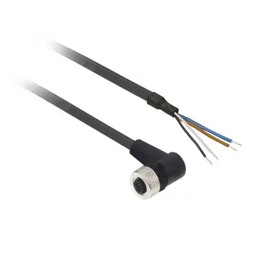 XZCP1241L5 | موصلات سلكية مسبقة XZ، أنثى مرفقية، M12، 4 دبابيس، كابل PUR 5 متر