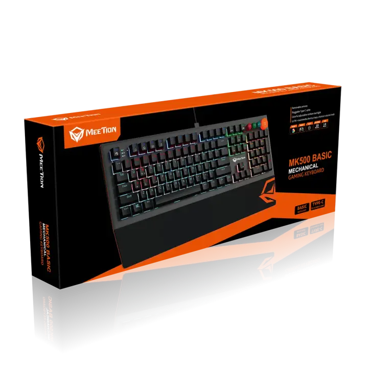 Meetion MK500 Colorful Adjustable Rainbow Backlight Mechanical Gaming Keyboard