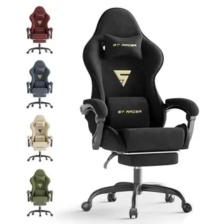 Ergonomisch Gaming Stuhl,Gamer Chair Komfortabler Stoff mit Kopfstütze Fußstütze