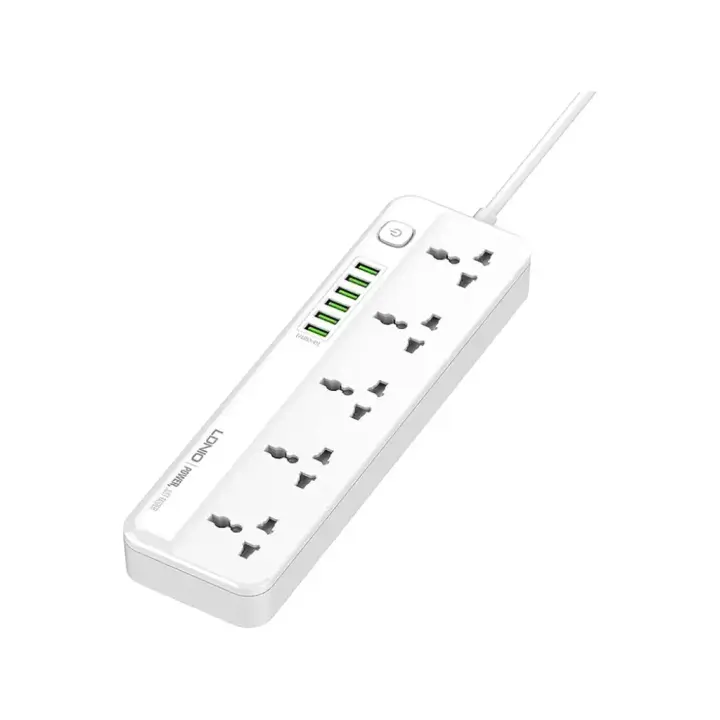 LDNIO SC5415 Power Strip with 5 Outlets and 4 USB Ports (PD/QC 3.0), 2500W, 20W Fast Charging, Switch Button, and Multi-Protection
